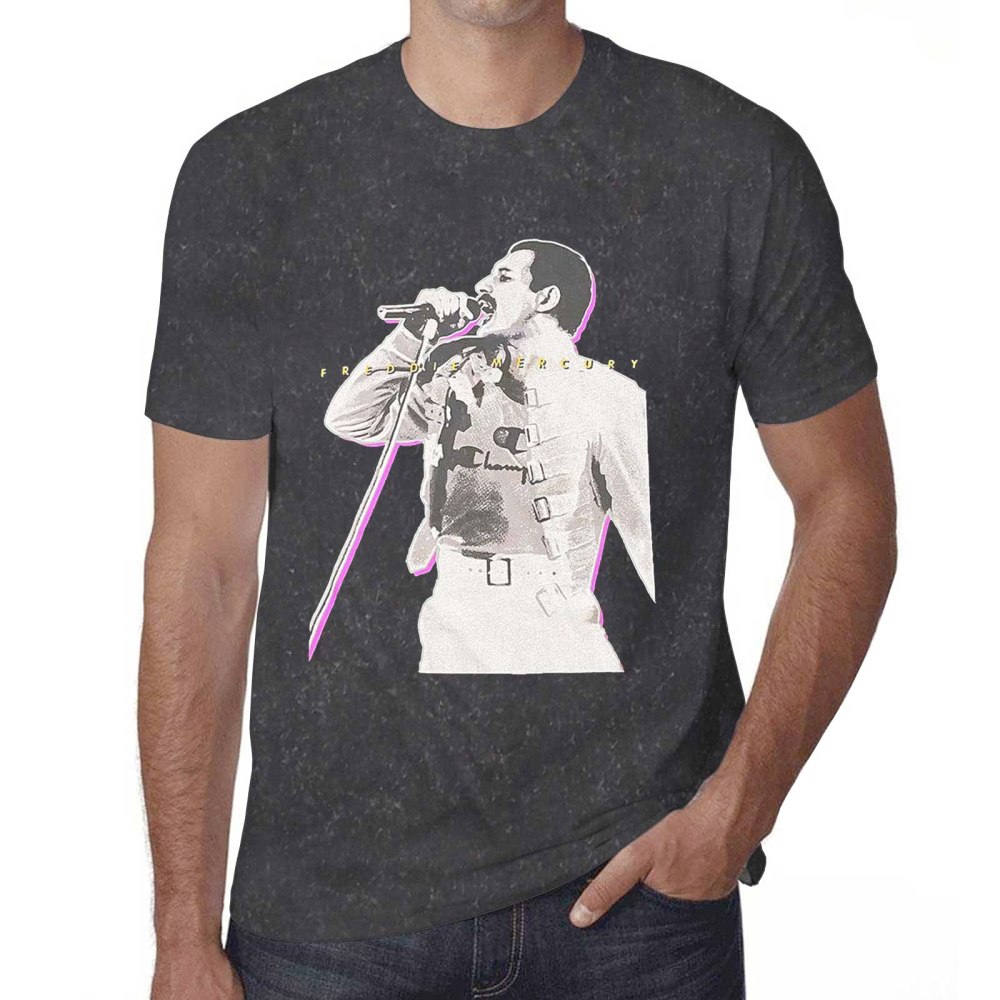 Freddie Mercury - Glow Heren Tshirt - Zwart